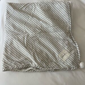 Pehr Striped Gray Towel with Pom Pom
